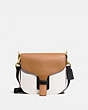 COACH®,COACH & RODARTE COURIER BAG IN COLORBLOCK,Leather,Medium,OL/Light Saddle Multi,Front View