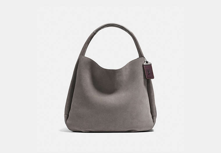 COACH®,BANDIT HOBO 39,Suede,Large,Black Copper/Heather Grey,Front View