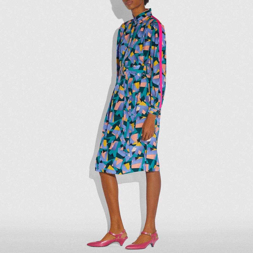 COACH®,Bold Geo Mock Neck Dress With Sporty Stripe,,Scale View