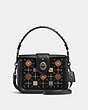 COACH®,PAGE CROSSBODY WITH PRAIRIE RIVETS AND SNAKESKIN DETAIL,Leather,Small,Black Copper/Black,Front View