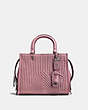 COACH®,ROGUE 25 WITH QUILTING AND RIVETS,Leather,Medium,Black Copper/Dusty Rose,Front View
