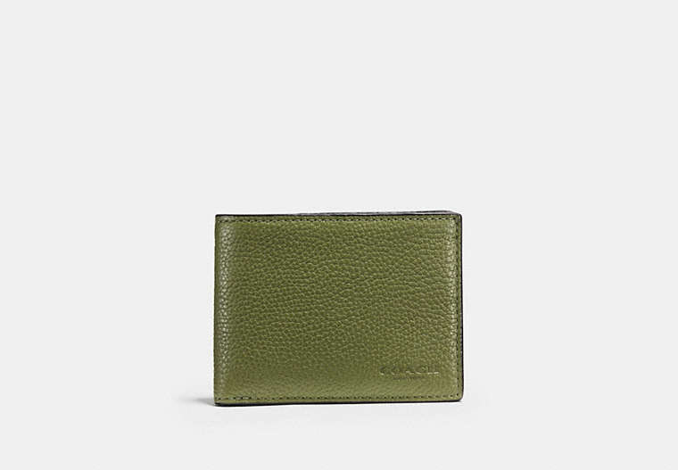 COACH®,SLIM BILLFOLD WALLET,Leather,Utility/Midnight,Front View