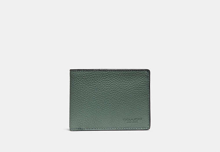 COACH®,SLIM BILLFOLD WALLET,Leather,Agate,Front View