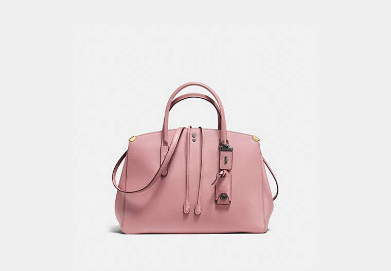 COACH®,COOPER CARRYALL,Leather,Large,Black Copper/Dusty Rose,Front View