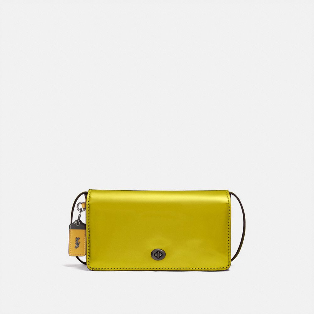 COACH®,DINKY,Leather,Small,Pewter/Metallic Lemon,Front View