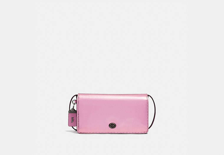 COACH®,DINKY,Leather,Small,Pewter/Metallic Pink,Front View