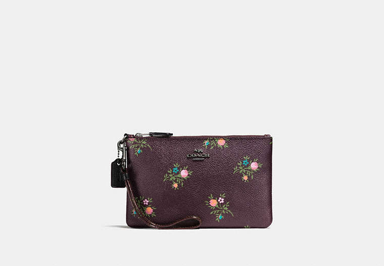 Small Wristlet With Cross Stitch Floral Print