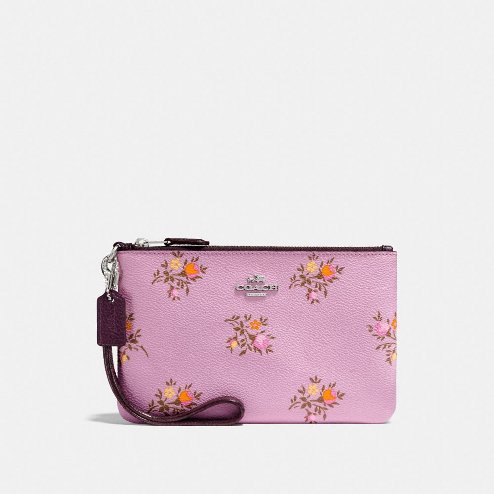 Small Wristlet With Cross Stitch Floral Print