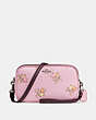 COACH®,CROSSBODY CLUTCH WITH CROSS STITCH FLORAL PRINT,Printed Canvas,Silver/Lily Cross Stitch Floral,Front View