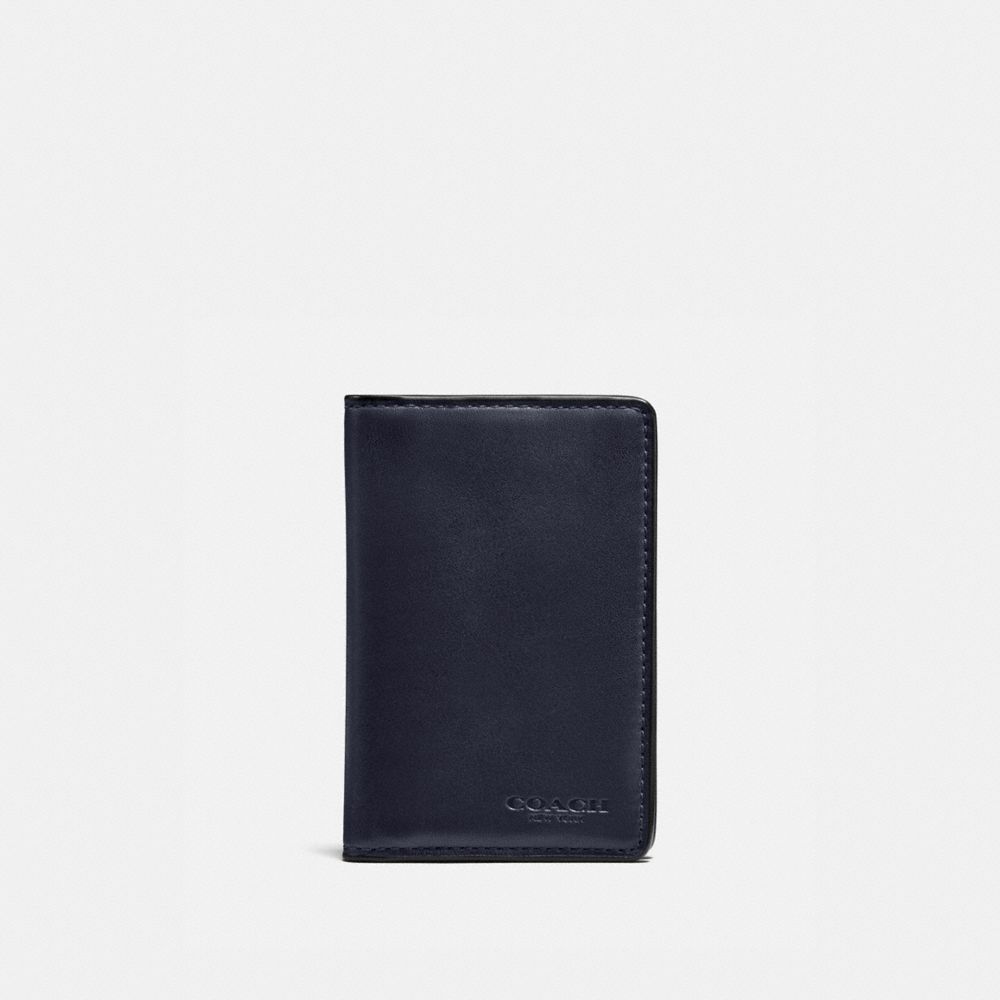 COACH®,CARD WALLET,Sport calf leather,Midnight,Front View
