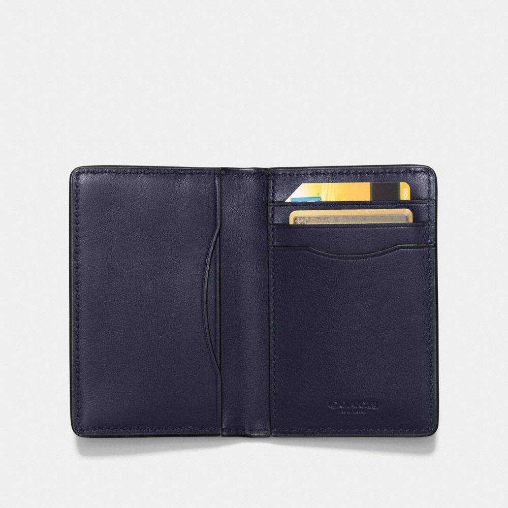 COACH®,CARD WALLET,Sport calf leather,Midnight,Inside View,Top View