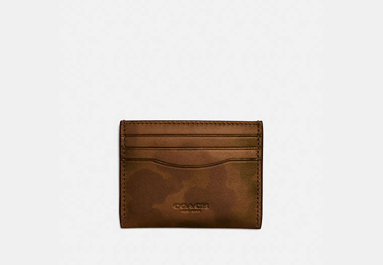 COACH®,CARD CASE WITH CAMO PRINT,Smooth Leather,SURPLUS,Front View