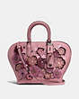 COACH®,DAKOTAH SATCHEL 22 WITH LINKED TEA ROSE,Glovetanned Leather,Large,Black Copper/Dusty Rose,Front View