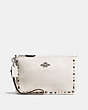 COACH®,SMALL WRISTLET WITH PRAIRIE RIVETS,Leather,Light Antique Nickel/Chalk,Front View