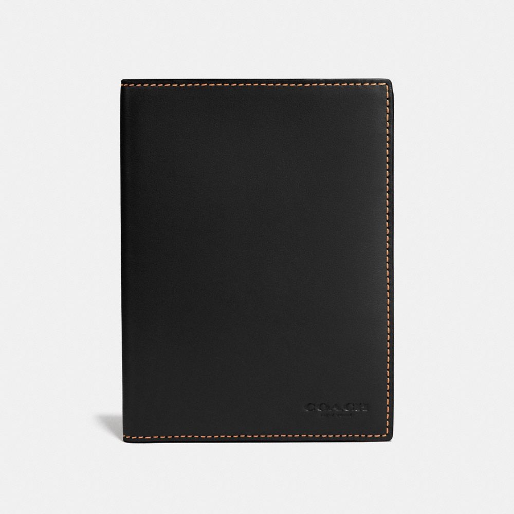 COACH®,PASSPORT CASE,Leather,Black,Front View image number 0