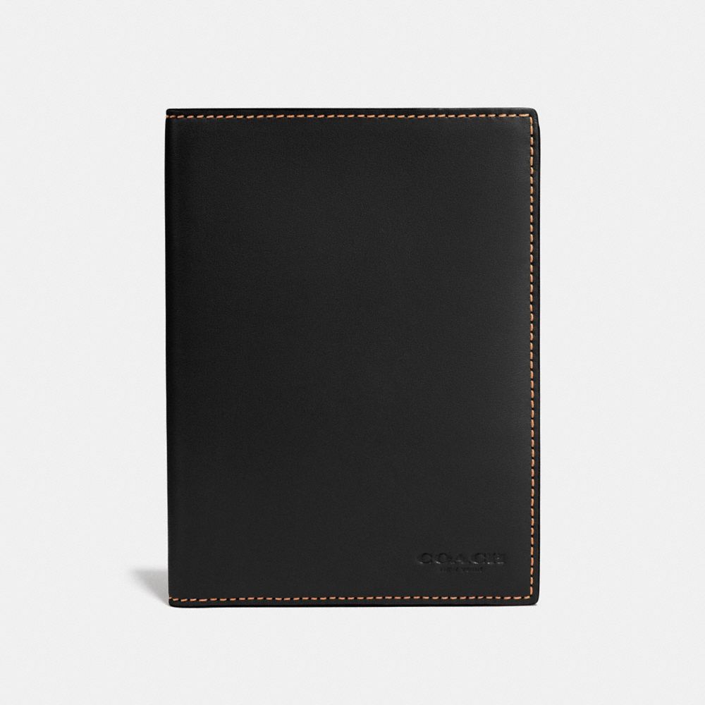 COACH®,PASSPORT CASE,Leather,Black,Front View