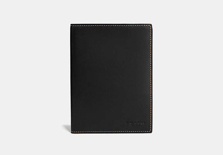 COACH®,PASSPORT CASE,Leather,Black,Front View