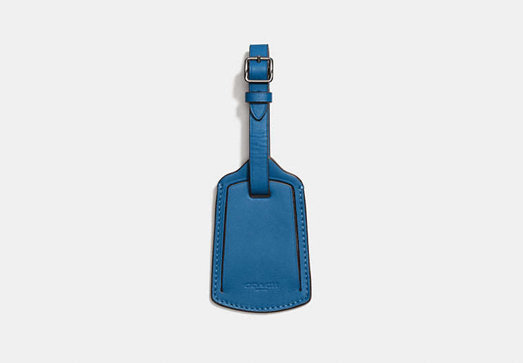 COACH®,LUGGAGE TAG,Leather,Denim,Front View