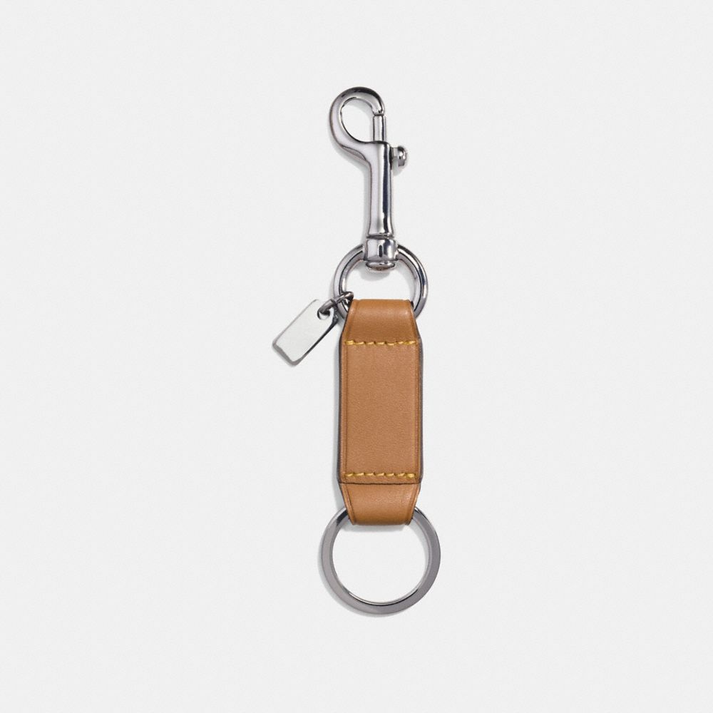 COACH®,TRIGGER SNAP KEY FOB,Leather,LIGHT SADDLE,Back View