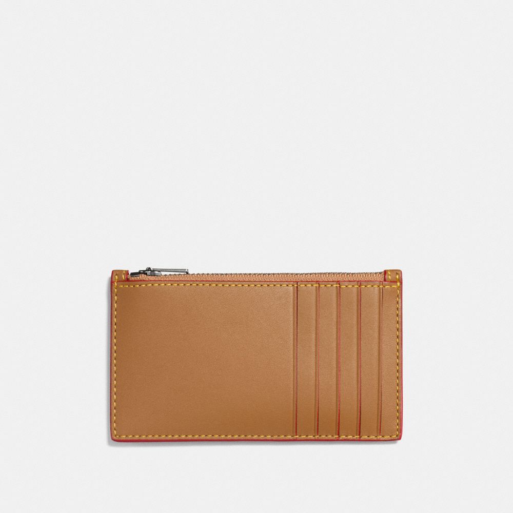 COACH®,ZIP CARD CASE,Leather,LIGHT SADDLE,Back View