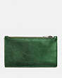 COACH®,ZIP CARD CASE,Leather,Metallic Lime/Utility,Front View