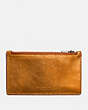 COACH®,ZIP CARD CASE,Leather,Metallic Orange/Gifting Orange,Front View