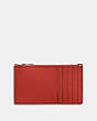 COACH®,ZIP CARD CASE,Leather,Metallic Brick/Vermillion,Back View