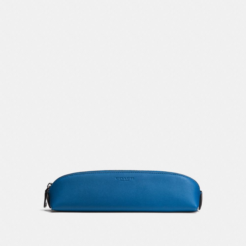 COACH®,PENCIL CASE,Leather,Denim,Front View