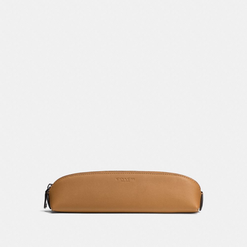 COACH®,PENCIL CASE,Leather,LIGHT SADDLE,Front View