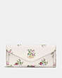COACH®,SOFT WALLET WITH CROSS STITCH FLORAL PRINT,Printed Canvas,Light Gold/Chalk Cross Stitch Floral,Front View