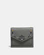 COACH®,SMALL WALLET WITH PRAIRIE RIVETS,Leather,Dark Gunmetal/Heather Grey,Front View
