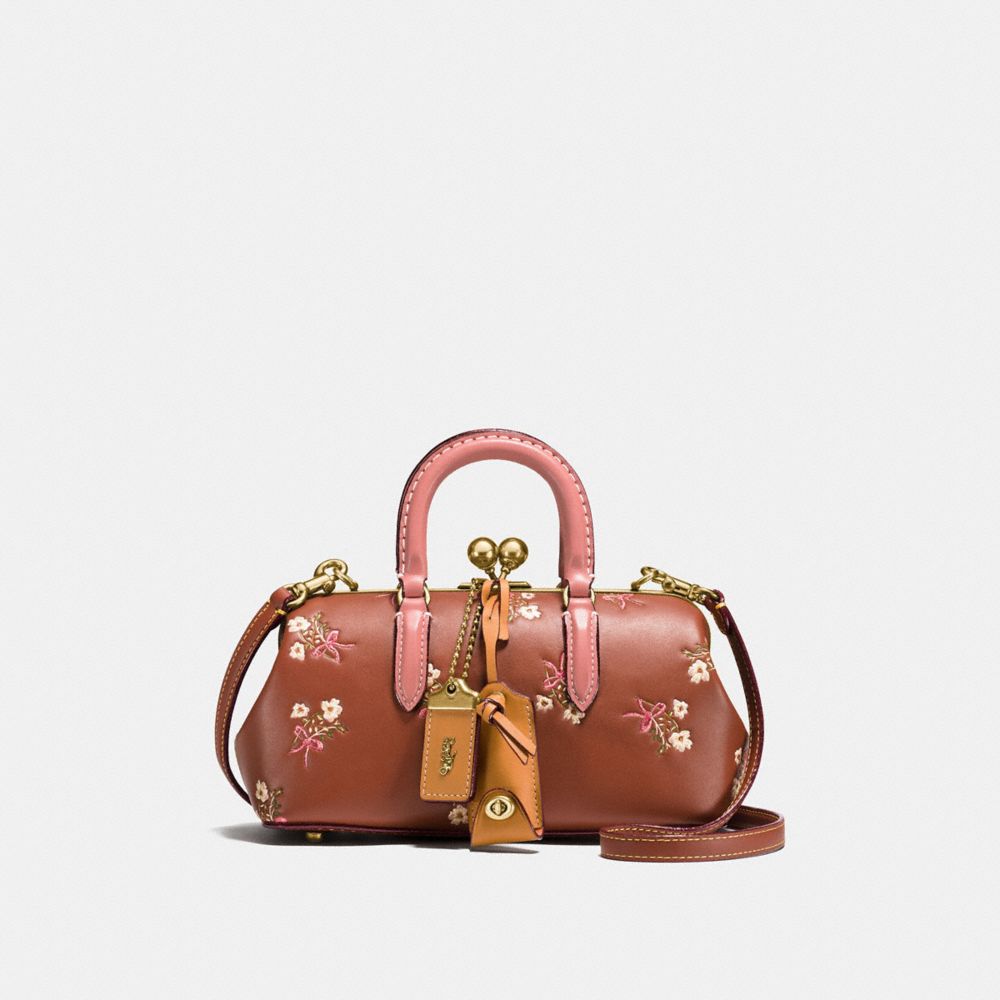 COACH Kisslock Satchel With Floral Bow Print