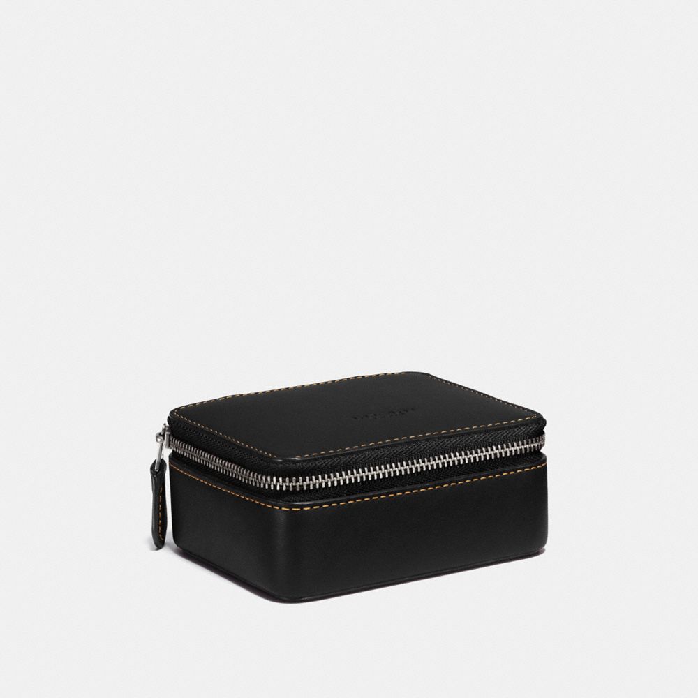 COACH®,ACCESSORY BOX,Leather,Gunmetal/Black,Front View