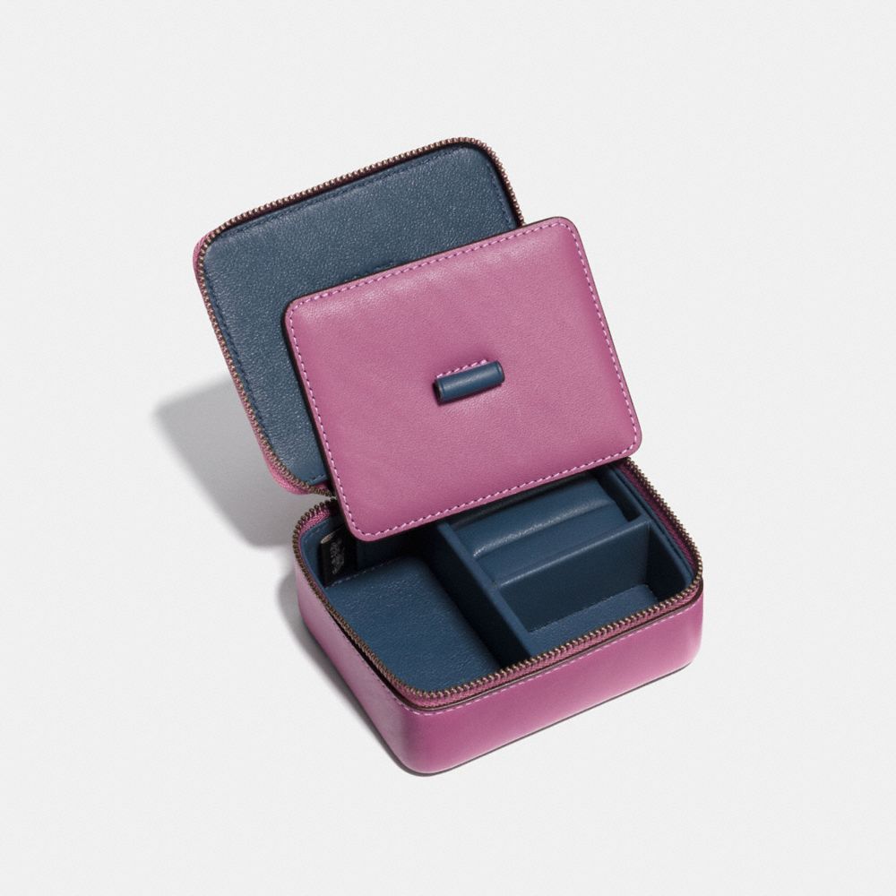 COACH®,ACCESSORY BOX,Leather,Gunmetal/PRIMROSE,Inside View,Top View