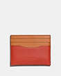 COACH®,CARD CASE IN COLORBLOCK,Leather,DK/Vermillion Gifting Orange,Front View