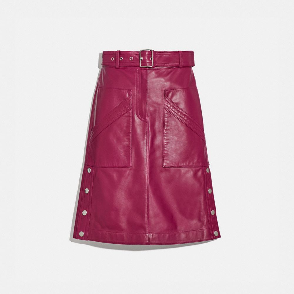 Belted Leather Skirt