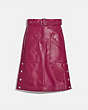 COACH®,BELTED LEATHER SKIRT,Leather,Tweed Berry,Front View