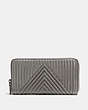 COACH®,ACCORDION ZIP WALLET WITH QUILTING AND RIVETS,Leather,Black Copper/Heather Grey,Front View
