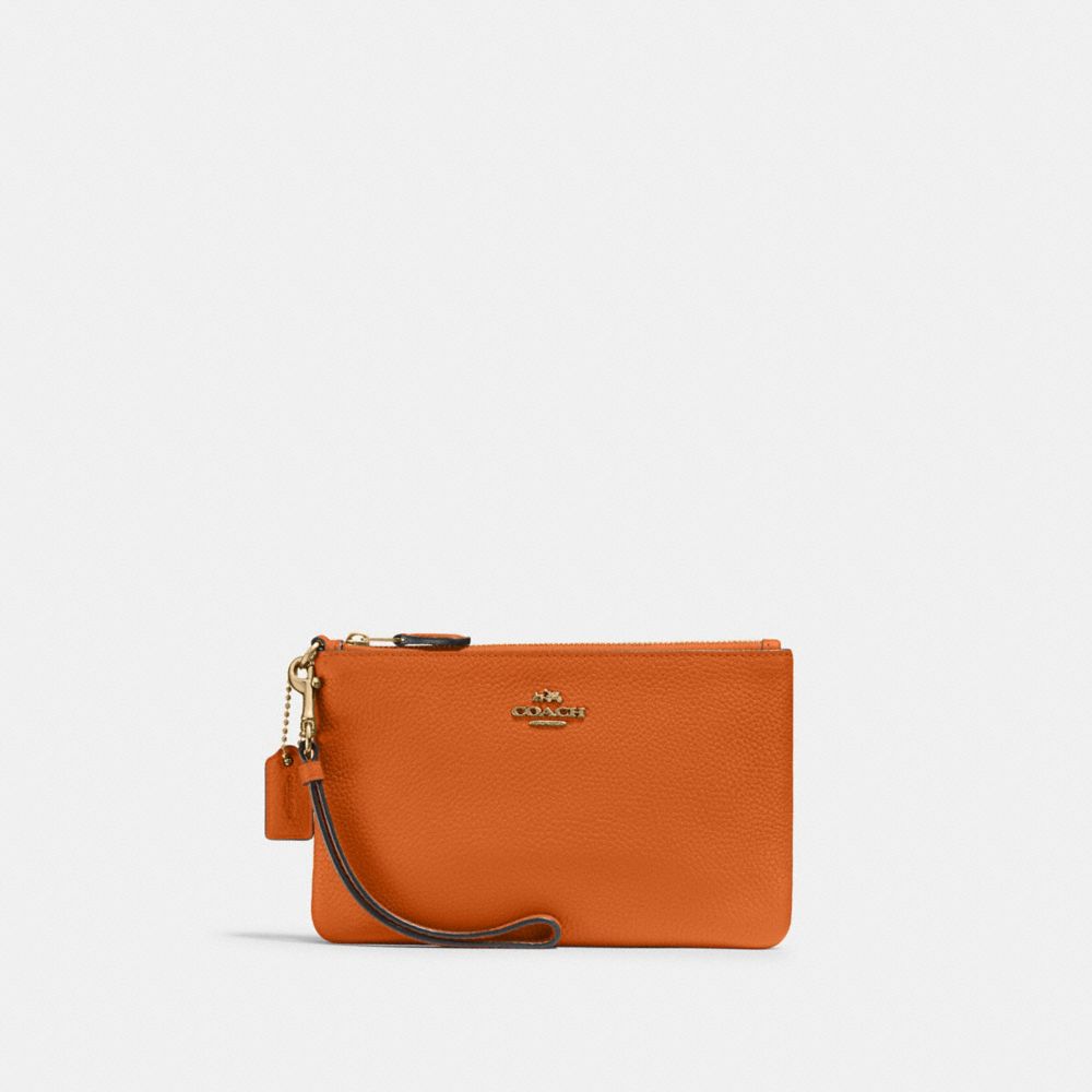 COACH®,Small Wristlet,Leather,Wristlet,Pouch,Casual,Burnt Orange,Front View