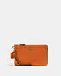 COACH®,SMALL WRISTLET,Pebbled Leather,Brass/Canyon,Front View