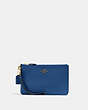 COACH®,SMALL WRISTLET,Pebbled Leather,Medium,Brass/Blue,Front View