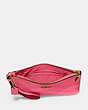 COACH®,SMALL WRISTLET,Pebbled Leather,Medium,Brass/Petunia,Inside View,Top View
