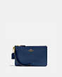 COACH®,SMALL WRISTLET,Pebbled Leather,Medium,Brass/Deep Blue,Front View