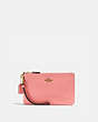 COACH®,SMALL WRISTLET,Pebbled Leather,Medium,Brass/Candy Pink,Front View