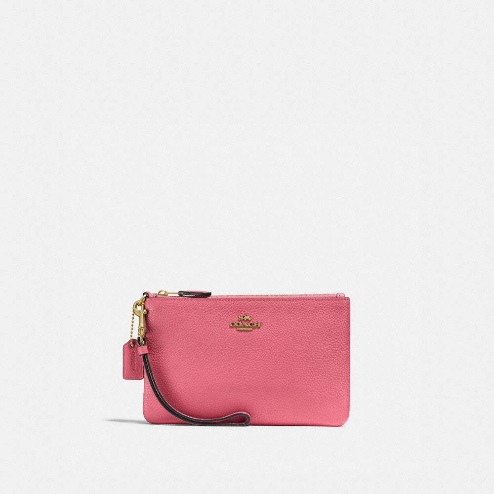 COACH®,SMALL WRISTLET,Medium,Brass/Red,Front View