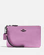 COACH®,SMALL WRISTLET,Pebbled Leather,Medium,Dark Gunmetal/Lily,Front View