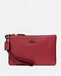 COACH®,SMALL WRISTLET,Pebbled Leather,Medium,Gunmetal/Washed Red,Front View