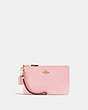 COACH®,SMALL WRISTLET,Pebbled Leather,Medium,Gold/Blossom,Front View