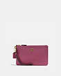 COACH®,SMALL WRISTLET,Pebbled Leather,Medium,Gold/Dusty Pink,Front View