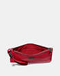 COACH®,SMALL WRISTLET,Pebbled Leather,Medium,Gunmetal/Red Apple,Inside View,Top View